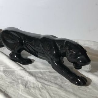 Royal Haeger Stalking Black Panther Vintage Ceramic Sculpture Figure Mcm