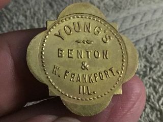 Coal Scrip,  Young’s,  Benton & W.  Frankfort,  Illinois,  Good For Token,  25 Ct’s
