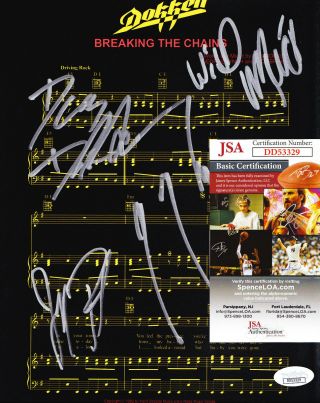 Jsa Dokken Signed X 4 " Breaking The Chains " Autographed 8 " X 10 " Lyric Sheet