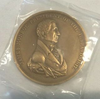 U.  S.  Medal President James Monroe 3 " Bronze Box And Plastic