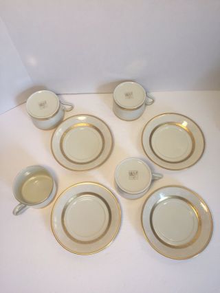 Mikasa Antique Lace Bone China 4 Cups 4 Saucers Gold Encrusted White Roses L5531 2