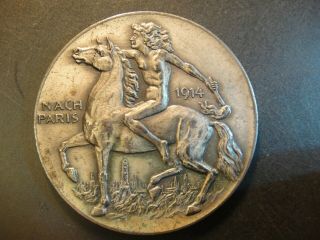 1914 Nach Paris Anti - German Propaganda Medal.  Extra Fine.