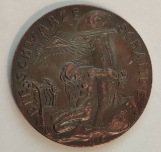 Coin Die Wacht Am Rhein 1920 - Die Schwarze Schande - Karl Goetz Münze Medaille