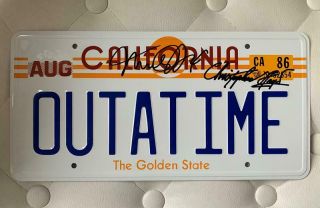 Michael J.  Fox & Christopher Lloyd Back To The Future Signed License Plate