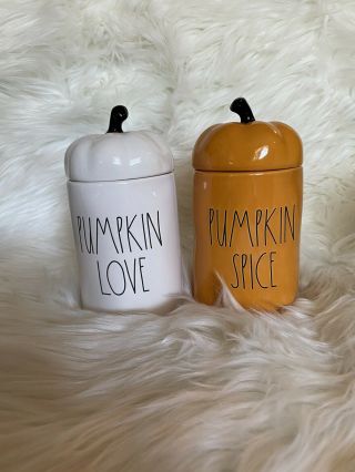 Rae Dunn Halloween Fall Set 2 Pumpkin Candles - Pumpkin Love & Pumpkin Spice