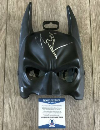 Christian Bale The Dark Knight Signed Autograph Batman Mask W/proof Beckett Bas