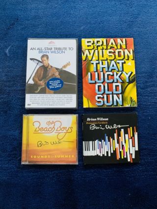 Brian Wilson Autographed Signed Bundle Of Beach Boys Cds And Dvds