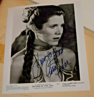 Carrie Fisher Love To Brad B&w Photograph Autograph Signed Star Wars Slave Girl