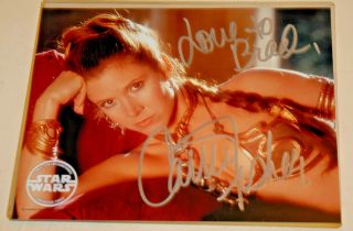 Carrie Fisher 2004 Photograph Autograph Signed Star Wars Slave Girl Love To Brad
