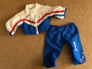 2 In 1 Gymnastics Outfit American Girl Doll Clothing Jacket Pants Track Suit Usa