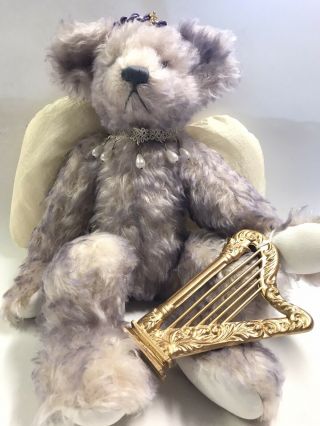 Annette Funicello Mohair Collectible Lavender Angel Bear Jointed Harp Halo