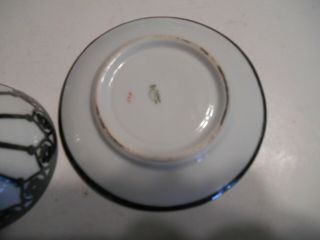 vintage antique dresden demitasse cup saucer sterling silver overlay 3