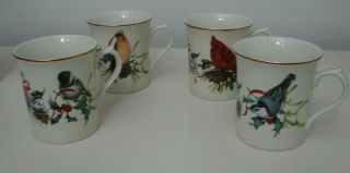 Lenox Winter Greetings Coffee Mugs By Catherine Mcclung 3 - 5/8 " Set Of 4