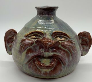Folk Art Pottery Face Jug By Late Artist Jerry Yarborough Yardbird - Ila,  Ga 1997
