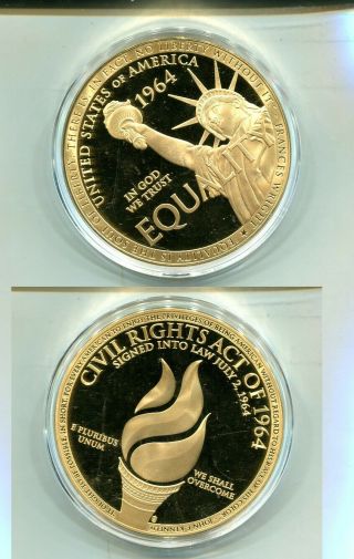 Civil Rights Statue Of Liberty 2014 70 Mm Gold Plated Proof Medal 4385m