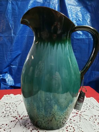 Blue Mountain Pitcher Pottery Bmp Green Drip Glaze 14 " Ewer Canada Estate