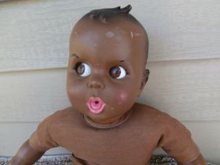 18 " - Vtg - 1970 - 70s - Black African American Googly Flirty Eyes Move - Gerber Baby Doll