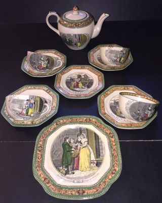 Antique Adams Tea Set “cries Of London” Teapot 4 Cups & Saucers I Plate