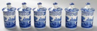Spode Blue Italian Set Of 6 Spice Jars 9490788