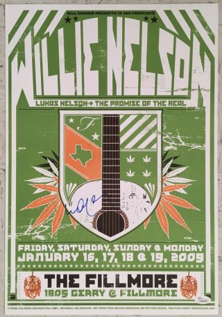 Willie Nelson Photo Signed 13x19 Concert Poster Fillmore Jsa Autographed 