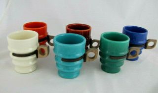 6 Metlox Poppytrail Mugs W Wood Handle,  200 Series,  3 3/4 " T,  Multicolors