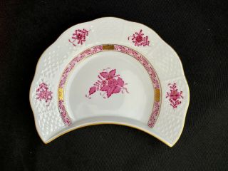 Herend Raspberry Pink Chinese Bouquet Crescent Salad Plate 530/ap J92