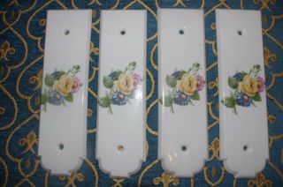 Rare Set 4 Door Plates Plaques Enamel Porcelain De Paris Door Shabby Chic Roses