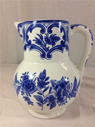 1996 Tiffany & Co Tiffany Delft Pitcher Made In Portugal Porcelain Blue