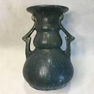 Antique Roseville Carnelian Ii Arts & Crafts Deco Vase Great Blue Glaze Repair