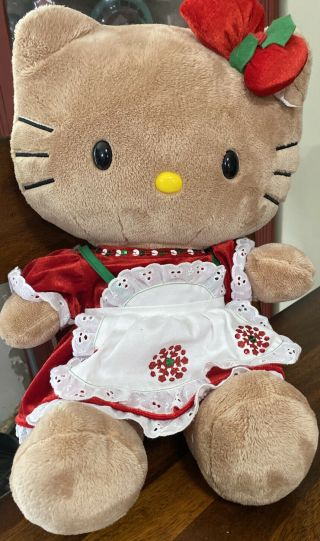 - 18” Build A Bear Sanrio Hello Kitty Gingerbread Plush 2012 W/ Red Bow Look