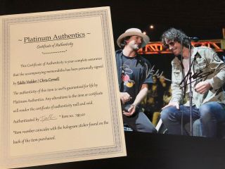 Chris Cornell & Eddie Vedder Autographed 8x10 Photo,  Signed Authentic,