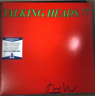 Talking Heads David Byrne " Talking Heads :77 " Signed Vinyl Record Beckett F19290