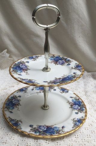 Royal Albert Moonlight Rose Two Tier Cake Cookie Stand
