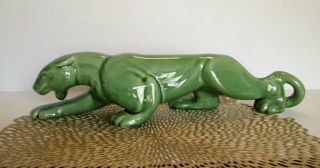 Haeger Potteries Green Stalking Panther Cat Art Pottery Sculpture Figurine