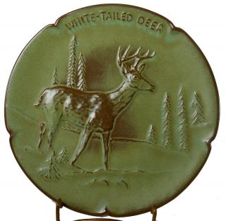 Frankoma Pottery Wildlife Federation Display Plate - White - Tailed Deer - 7 - 1/8 "