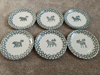 (6) Tienshan Folk Craft Moose Country Dinner Plate 2 Bear 1 Moose 3 Wolf