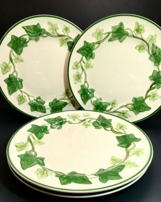 Set Of 4 Franciscan Ivy Dinner Plates California Usa Made Dishes 10 1/4 " Vintage