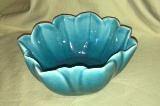 Gorgeous 1947 Rookwood Pottery 7 " Blue Green Turquoise Lotus Bowl 6132