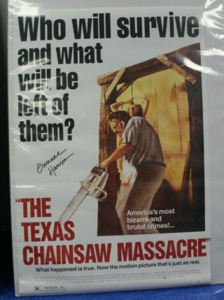 Texas Chainsaw Massacre Poster Autographed By Gunnar Hansen 24x36 Jsa Certified