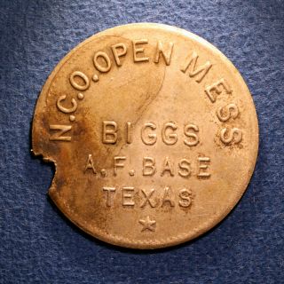 U.  S.  Military Token - N.  C.  O.  Open Mess,  50¢,  Biggs Air Force Base,  Texas