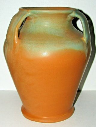 Large Vintage Arts & Crafts Three Handle Pottery Vase Possibly Muncie 2