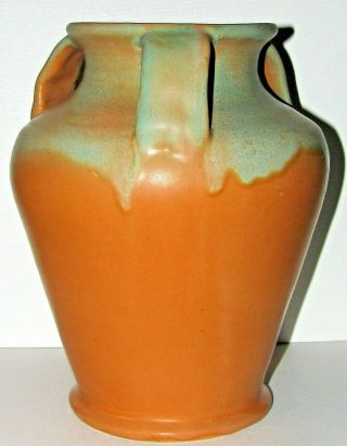 Large Vintage Arts & Crafts Three Handle Pottery Vase Possibly Muncie 3