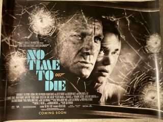 No Time To Die Quad Cinema Poster.  James Bond Teaser Version