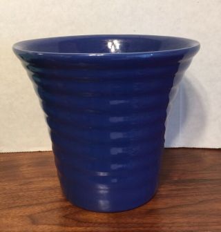 Vintage Bauer Los Angeles Dark Blue Ringware Flower Pot 6 Or 9