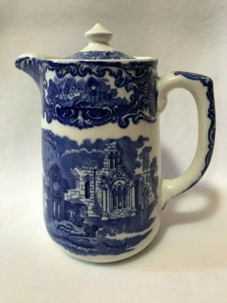 Vintage George Jones & Son " Abbey " England Flow Blue Transfer Ware Teapot & Lid