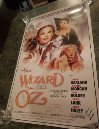 Cast Signed 5 Signatures Munchkins Wizard Of Oz Poster Autographed Mgm Movie