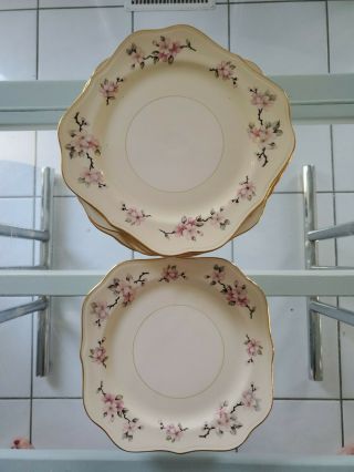 Homer Laughlin Eggshell Nautilus Apple Blossom Square Luncheon Plates Set Of 12