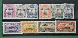 Latakia Overprints On Syria Stamps Selection Of 10 On Stock Card (n124)