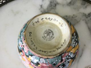 Antique Societe Ceramique Maestricht Holland Marbled End of Day Rice Bowl 2
