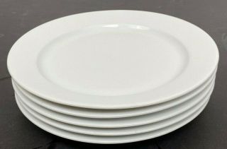 Set Of 5 - Crate & Barrel Diner White Salad Luncheon Plate (poland) 8 3/8 "